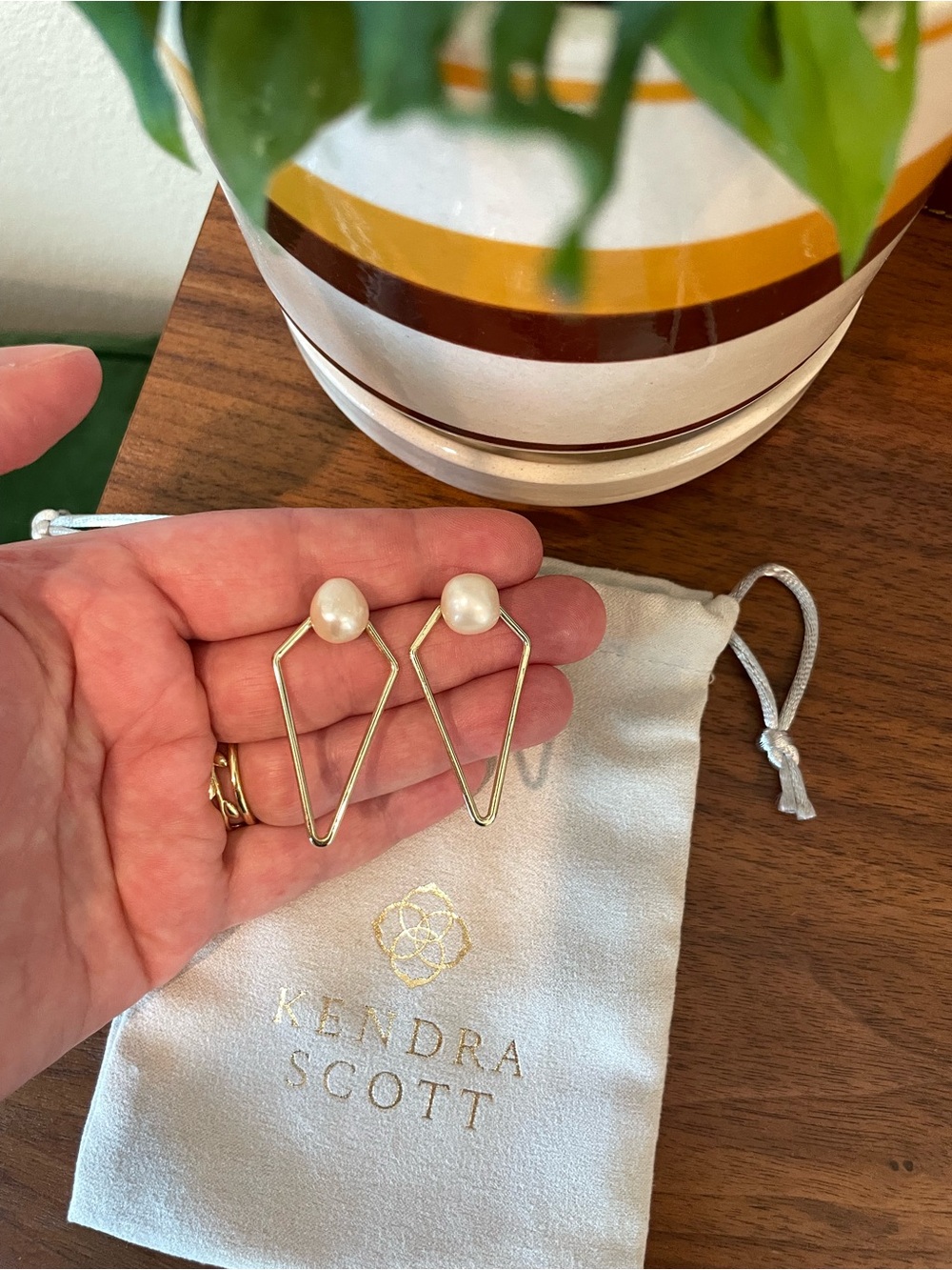 Kendra Scott Demi Open Frame Pearl Drop Earrings - Gold